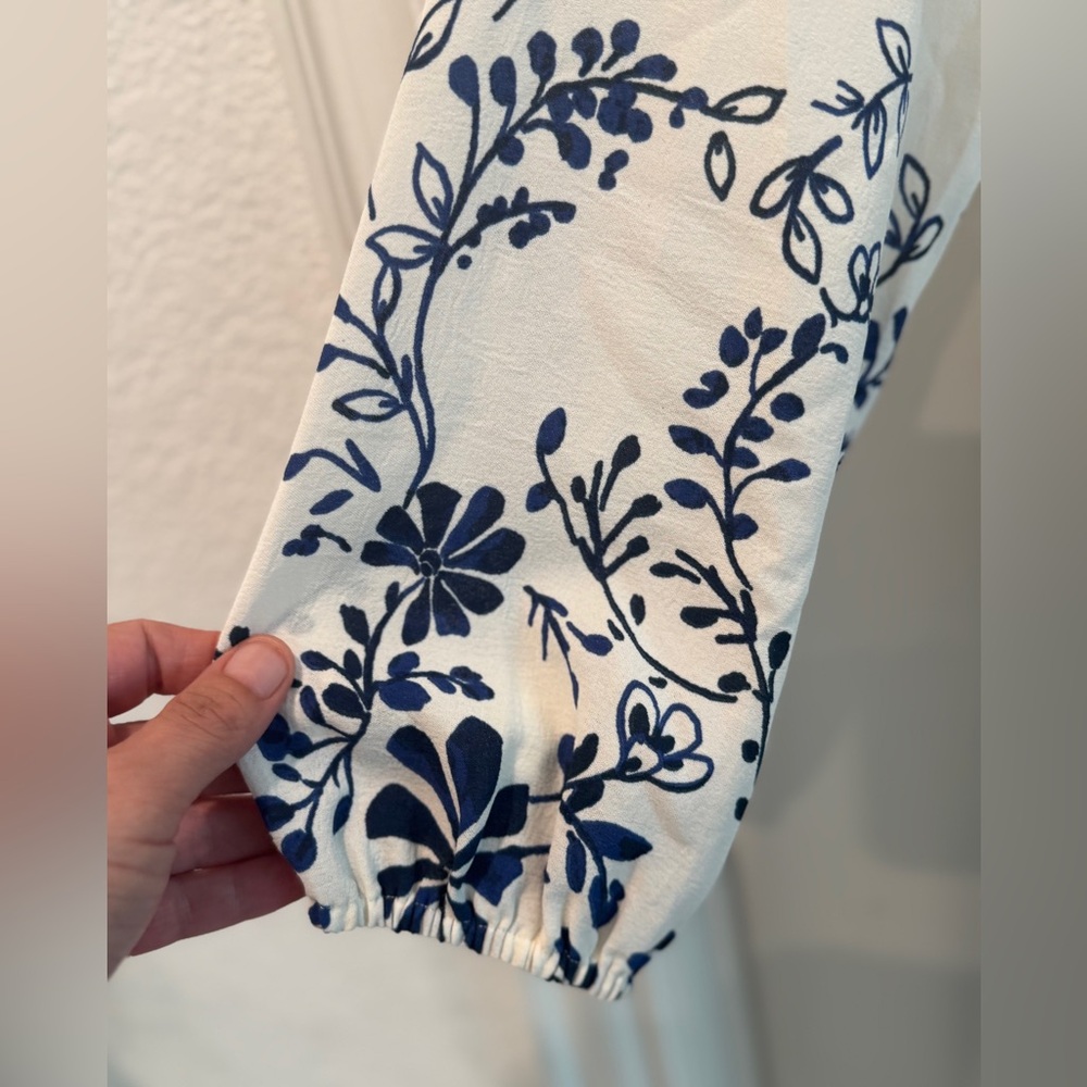 Rachel Zoe Blue White Floral Border Print Tunic Dress Size S *HOST PICK* - Picture 6 of 10